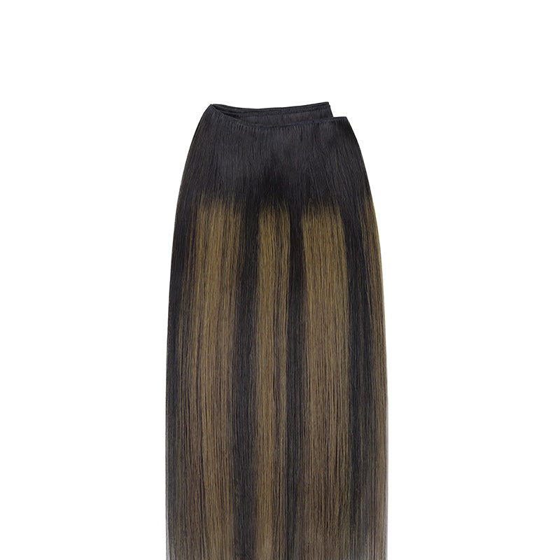 Natural Black Balayage (1B/6/1B) Sew-In Weft Hair Extensions (80g-110g) – 100% Remy Human Hair by GOO GOO Hair.