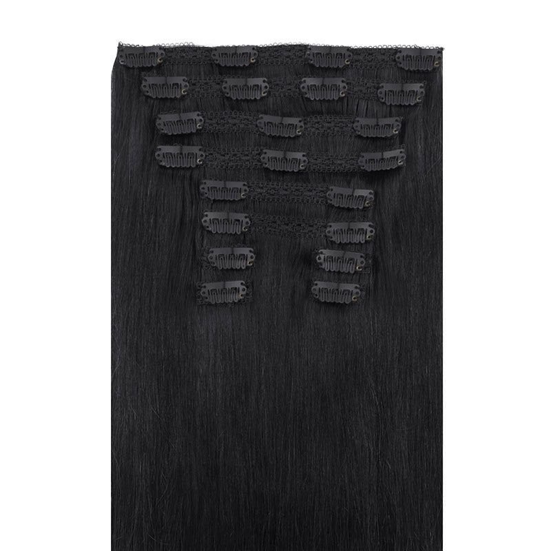 16" Platinum Blonde Balayage (17/22/60) Double Drawn Clip in 160g – 100% Remy Human Hair.