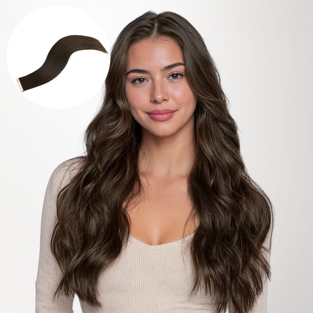 Light Brown (2A) Mini Tape-Ins 40g – 100% Remy Human Hair.
