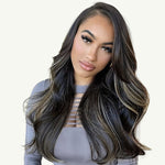 Black to Light Blonde Balayage (1B/16/1B) Sew-In Weft Hair Extensions (80g-110g) – 100% Remy Human Hair.