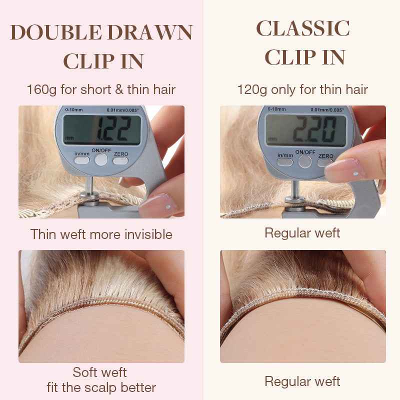 16" Platinum Blonde Balayage (17/22/60) Double Drawn Clip in 160g – 100% Remy Human Hair.