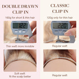 Double Drawn Clip in Hair Extensions 160g-sale – 100% Remy Human Hair.