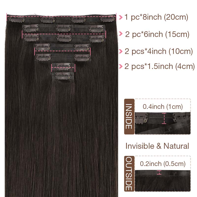 Seamless Clip-Ins – 100% Remy Human Hair.