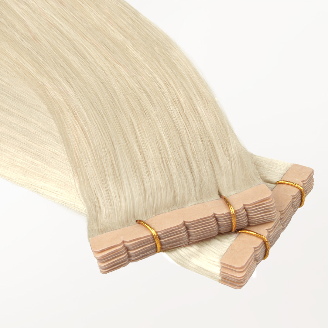 Platinum Blonde (60A) Mini Tape-Ins 40g – 100% Remy Human Hair.