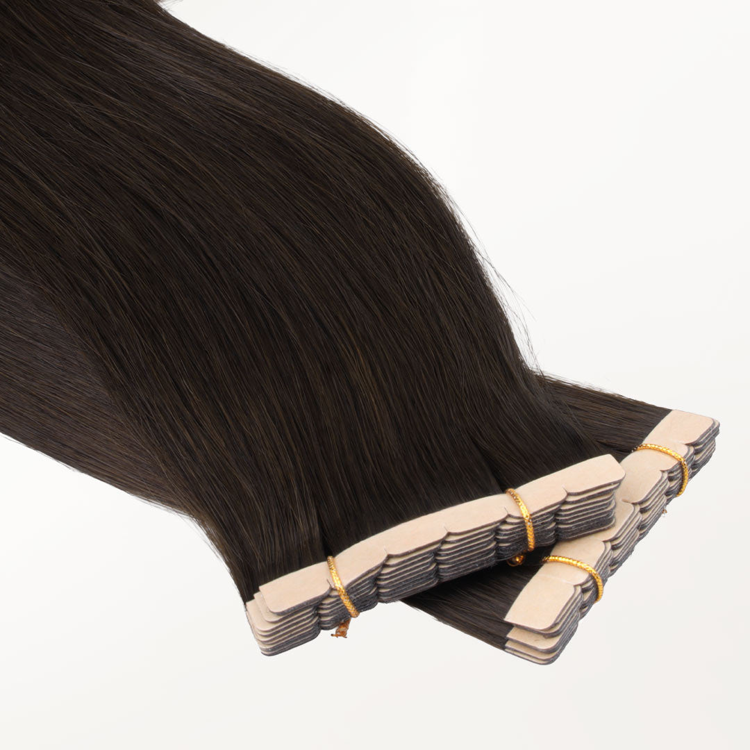 Dark Brown (2) Mini Tape-Ins 40g – 100% Remy Human Hair.