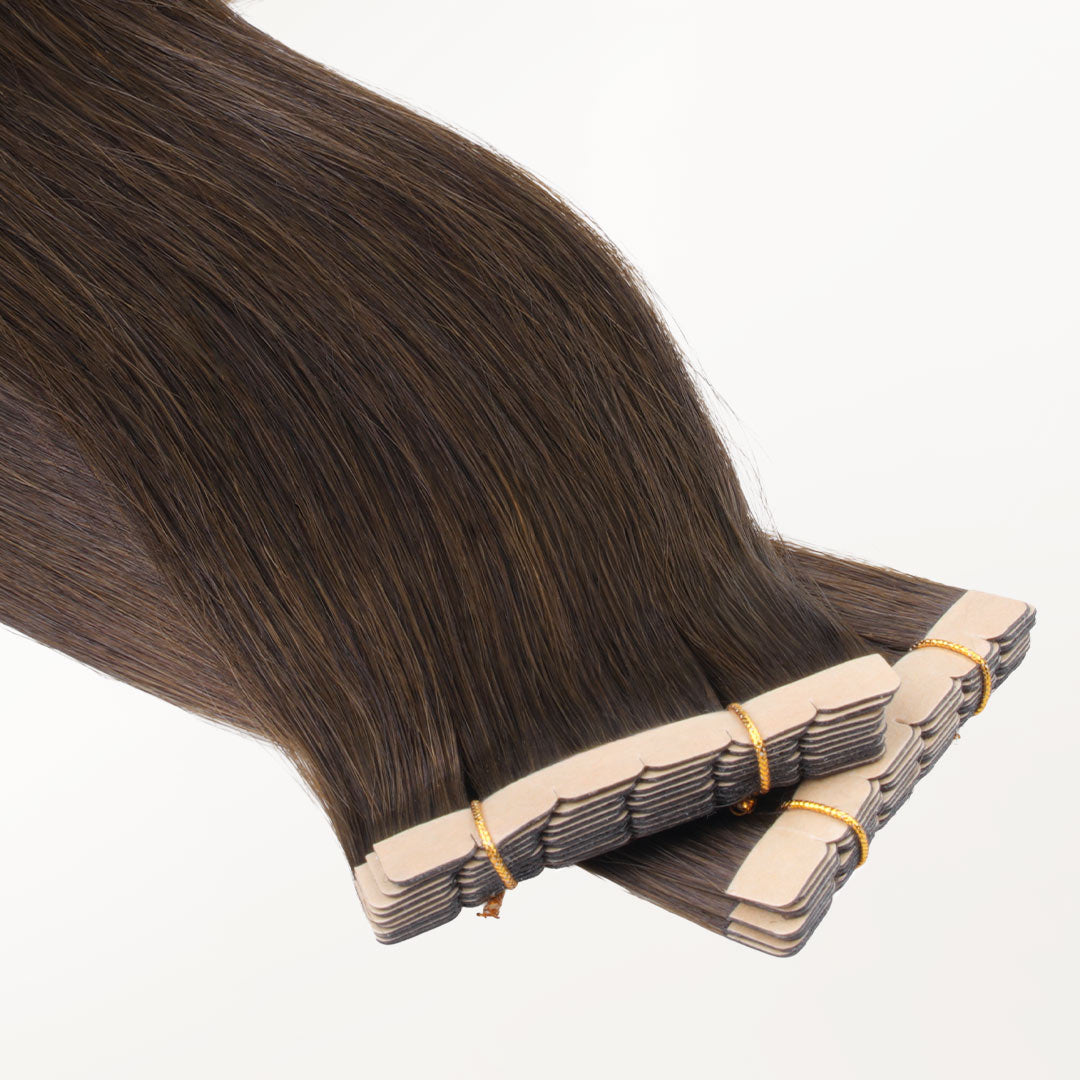 Chocolate Brown (4A) Mini Tape-Ins 40g – 100% Remy Human Hair.