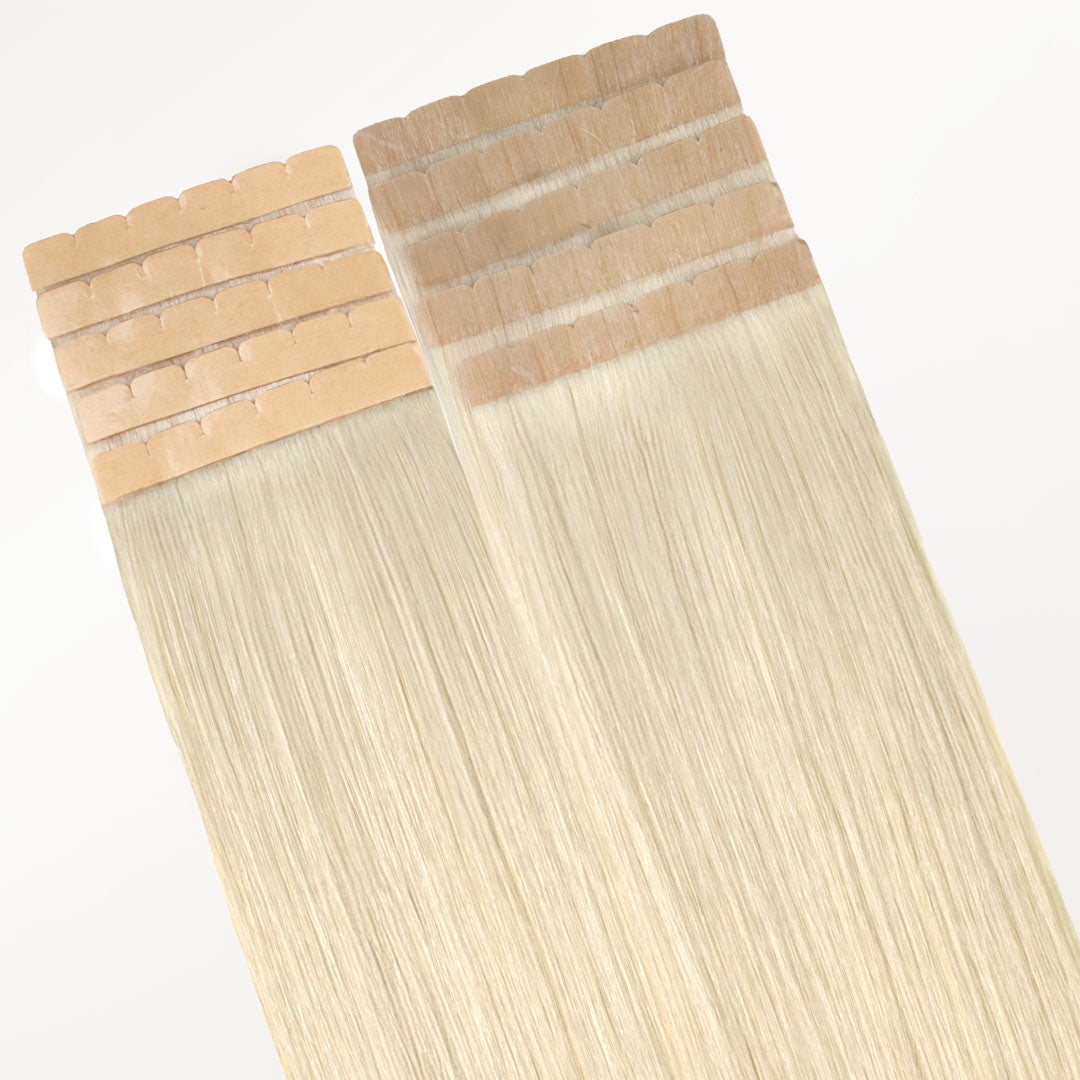 Platinum Blonde (60A) Mini Tape-Ins 40g – 100% Remy Human Hair.