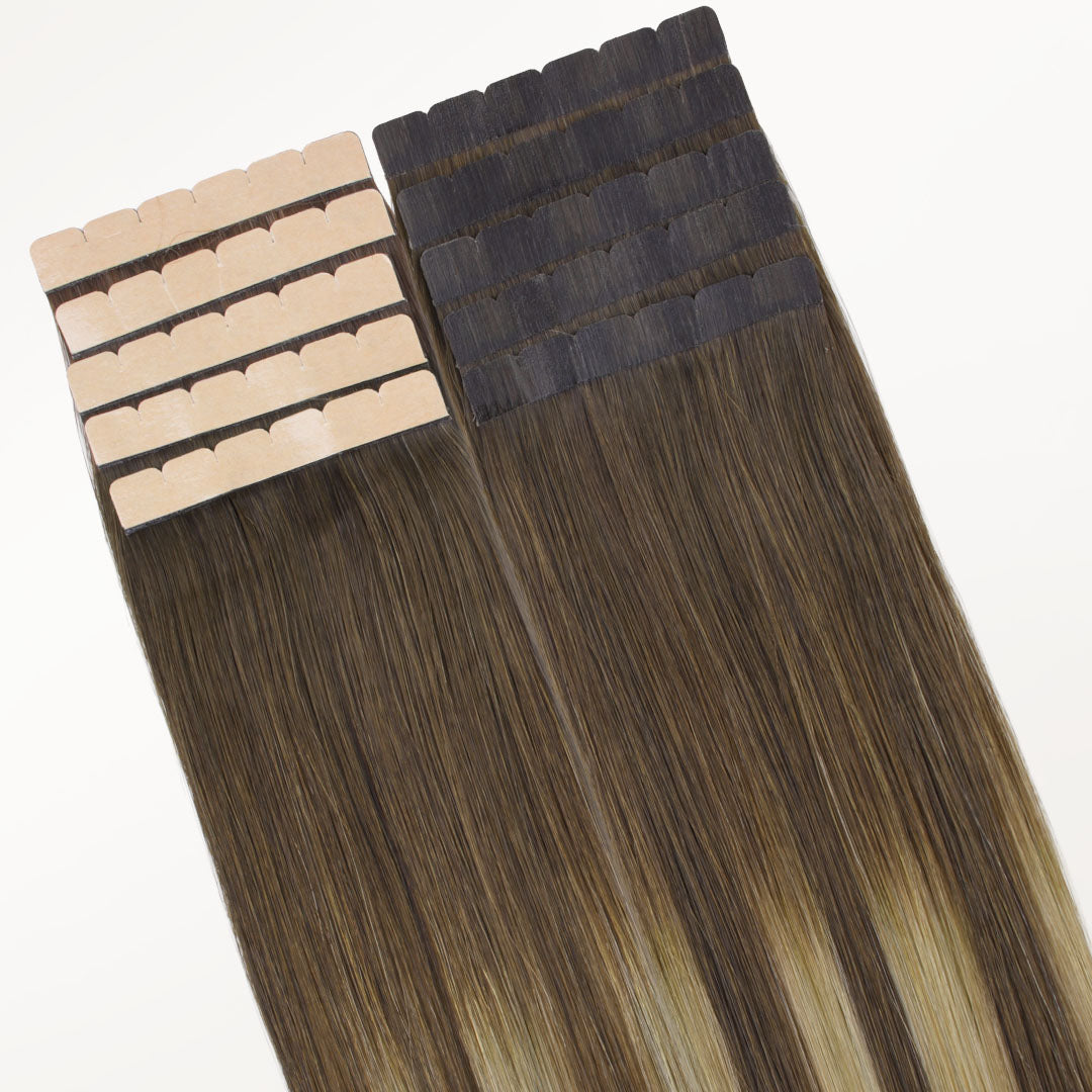 Caramel Blonde Balayage (4/27/4) Mini Tape-Ins 40g – 100% Remy Human Hair.