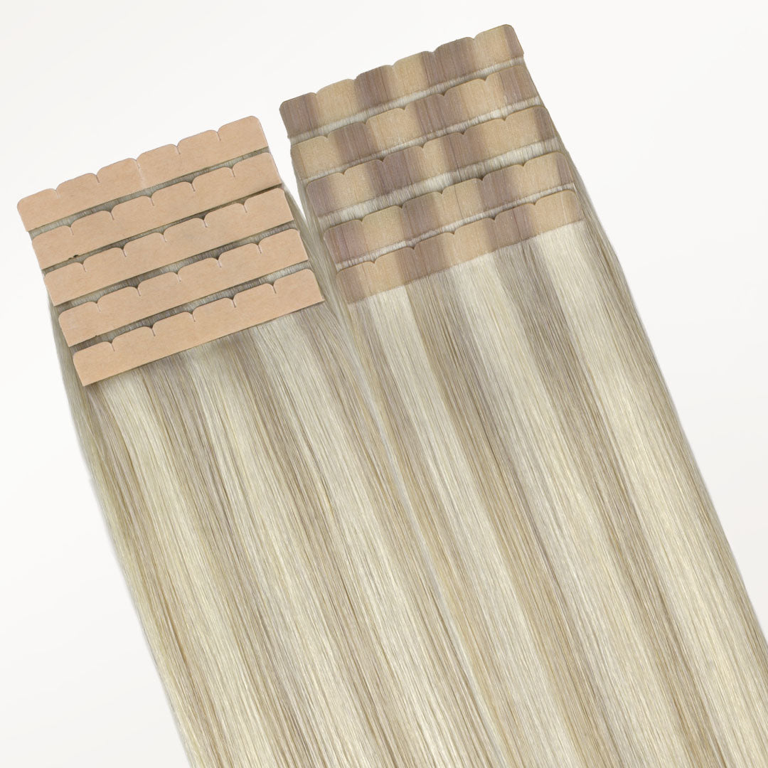 Ash Blonde Highlights (17A/60A) Mini Tape-Ins 40g – 100% Remy Human Hair.
