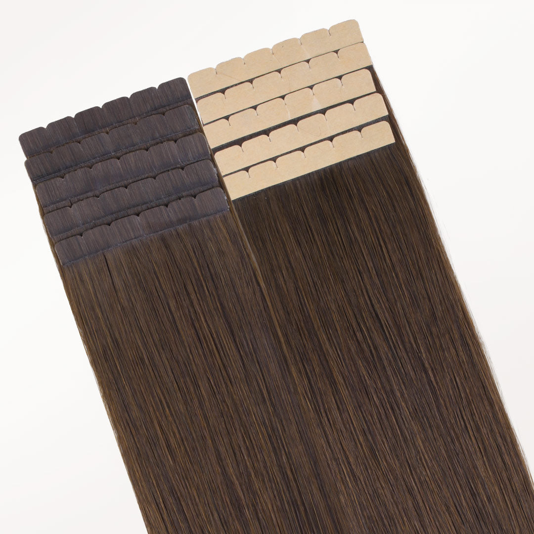 Chocolate Brown (4A) Mini Tape-Ins 40g – 100% Remy Human Hair.