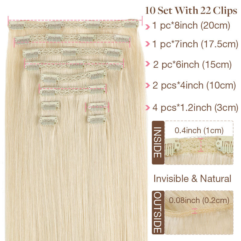 Double Drawn Clip in Hair Extensions 160g-sale – 100% Remy Human Hair.