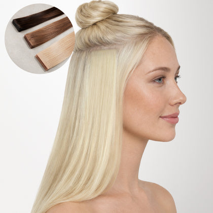 Platinum Blonde (60A) Invisi Edge Tape-Ins 50g-100% Remy Human Hair extensions and accessories.