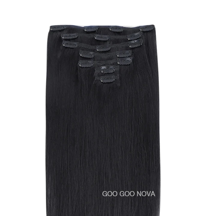 GOO GOO NOVA Classic Clip in Hair Extensions Real Human Hair 120g – 100% Remy Human Hair.