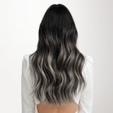 Black To Light Blonde Balayage (1B/16/1B) Seamless Clip-Ins (130g-150g) – 100% Remy Human Hair by GOO GOO Hair.
