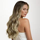 Bleach Blonde Balayage (3/8/613) Seamless Clip-Ins (130g-150g) – 100% Remy Human Hair by GOO GOO Hair.