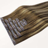 Caramel Blonde Balayage (4/27/4) Seamless Clip-Ins (130g-150g) – 100% Remy Human Hair by GOO GOO Hair.