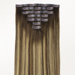 Caramel Blonde Balayage (4/27/4) Seamless Clip-Ins (130g-150g) – 100% Remy Human Hair by GOO GOO Hair.