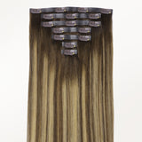 Caramel Blonde Balayage (4/27/4) Seamless Clip-Ins (130g-150g) – 100% Remy Human Hair by GOO GOO Hair.