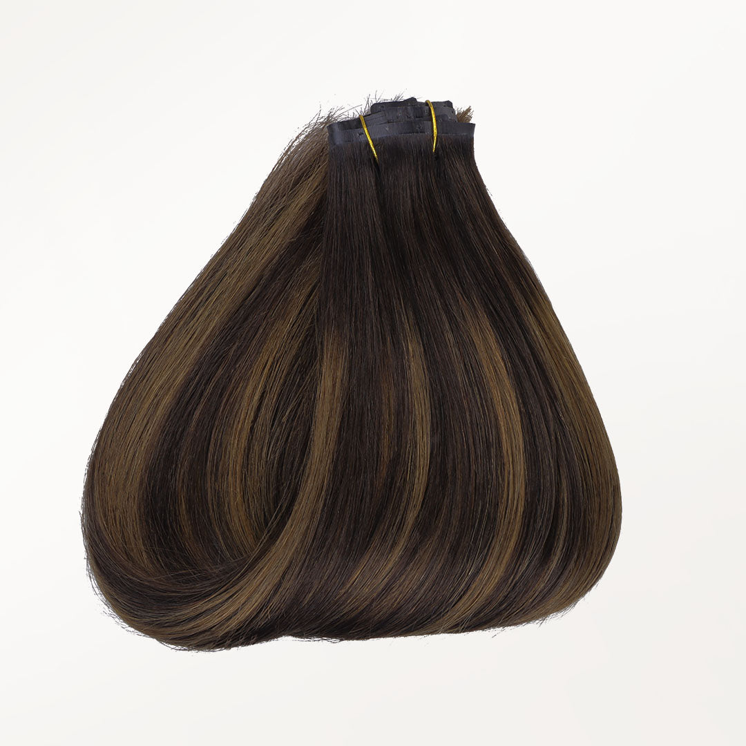 Dark Brown Balayage (2/6/2) Seamless Clip-Ins (130g-150g) – 100% Remy Human Hair by GOO GOO Hair.