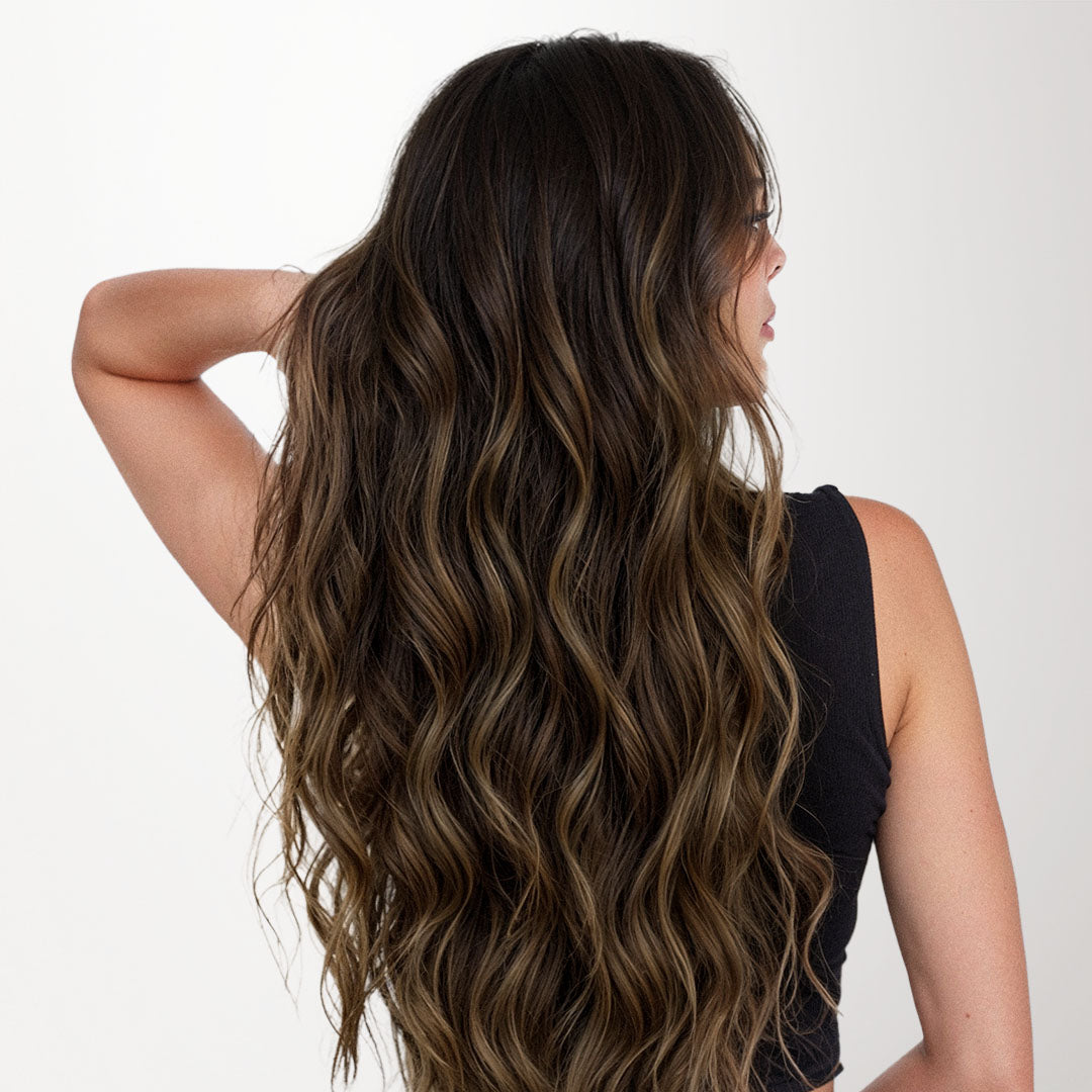 Dark Brown Balayage (2/6/2) Seamless Clip-Ins (130g-150g) – 100% Remy Human Hair by GOO GOO Hair.