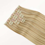 Light Blonde Highlights (16/22A) Seamless Clip-Ins (130g-150g) – 100% Remy Human Hair by GOO GOO Hair.