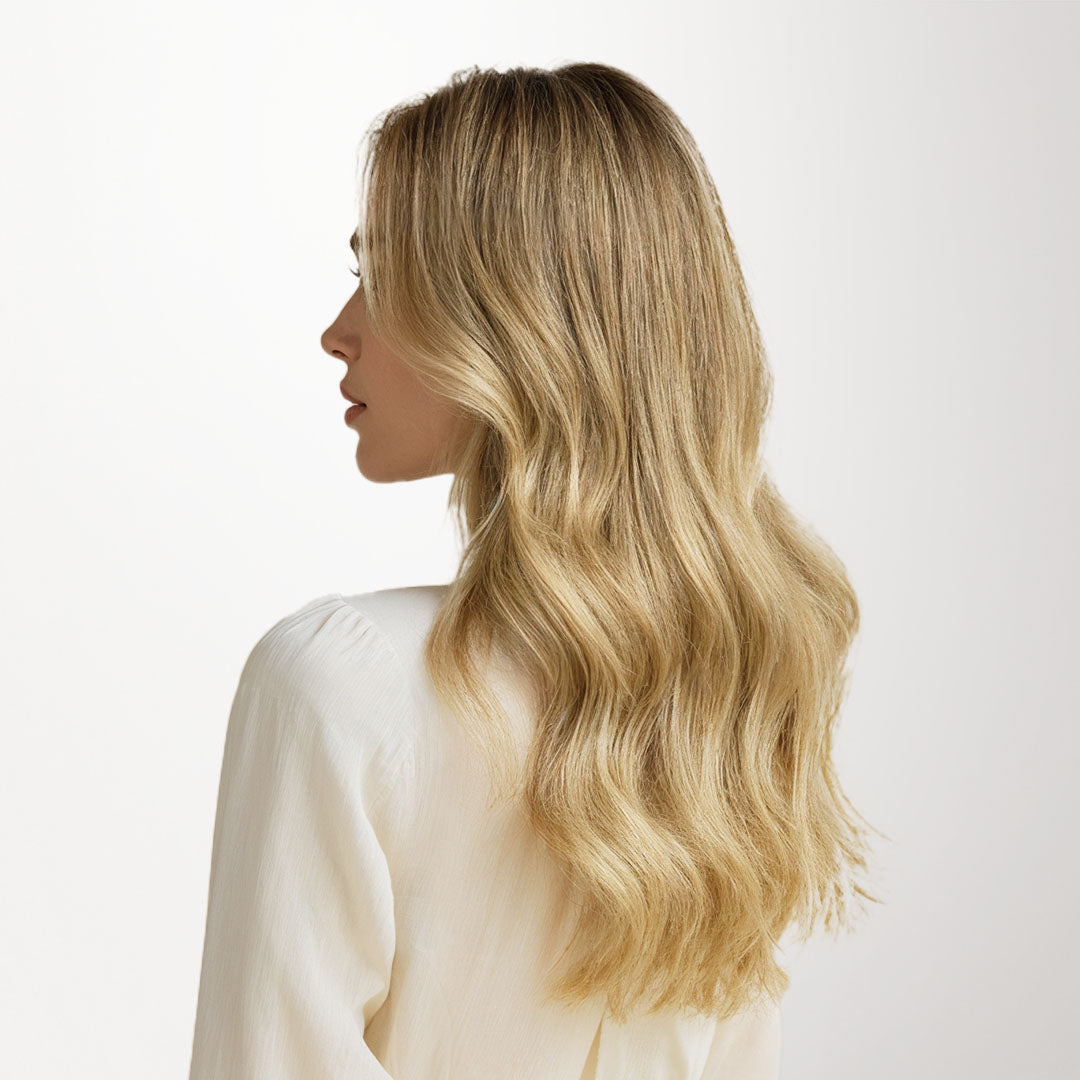 Light Blonde Highlights (16/22A) Seamless Clip-Ins (130g-150g) – 100% Remy Human Hair by GOO GOO Hair.