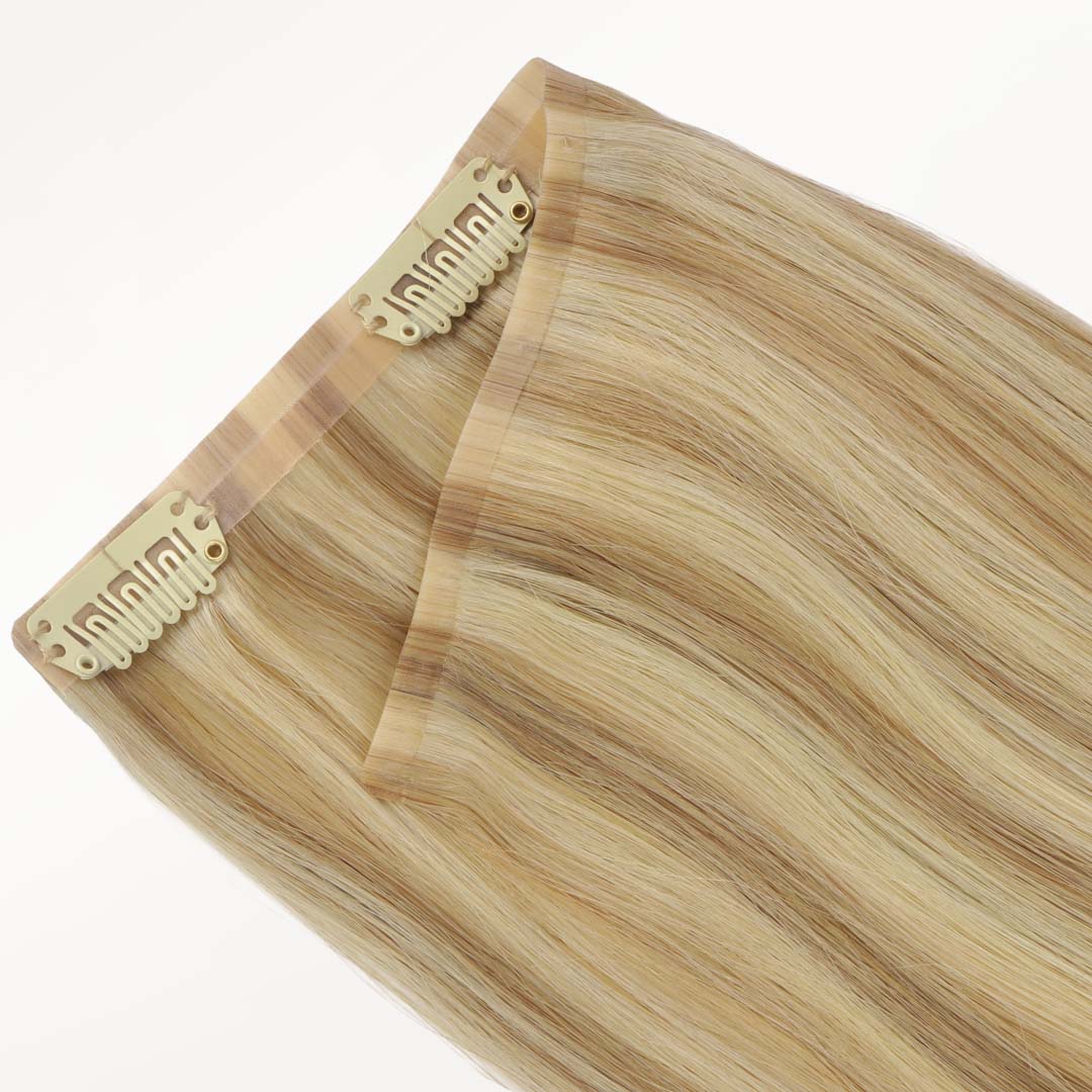 Light Blonde Highlights (16/22A) Seamless Clip-Ins (130g-150g) – 100% Remy Human Hair by GOO GOO Hair.