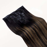 Natural Black Balayage (1B/6/1B) Seamless Clip-Ins (130g-150g) – 100% Remy Human Hair by GOO GOO Hair.