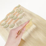 Platinum Blonde (60A) Seamless Clip-Ins (130g-150g) – 100% Remy Human Hair by GOO GOO Hair.