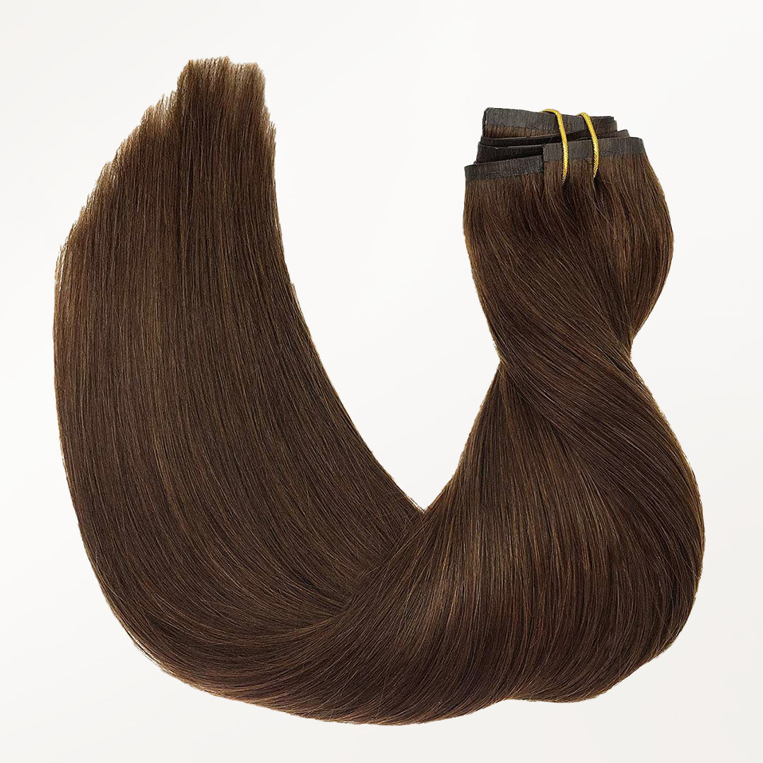 Chocolate Brown (4A) Seamless Clip-Ins (130g-160g) – 100% Remy Human Hair by GOO GOO Hair.
