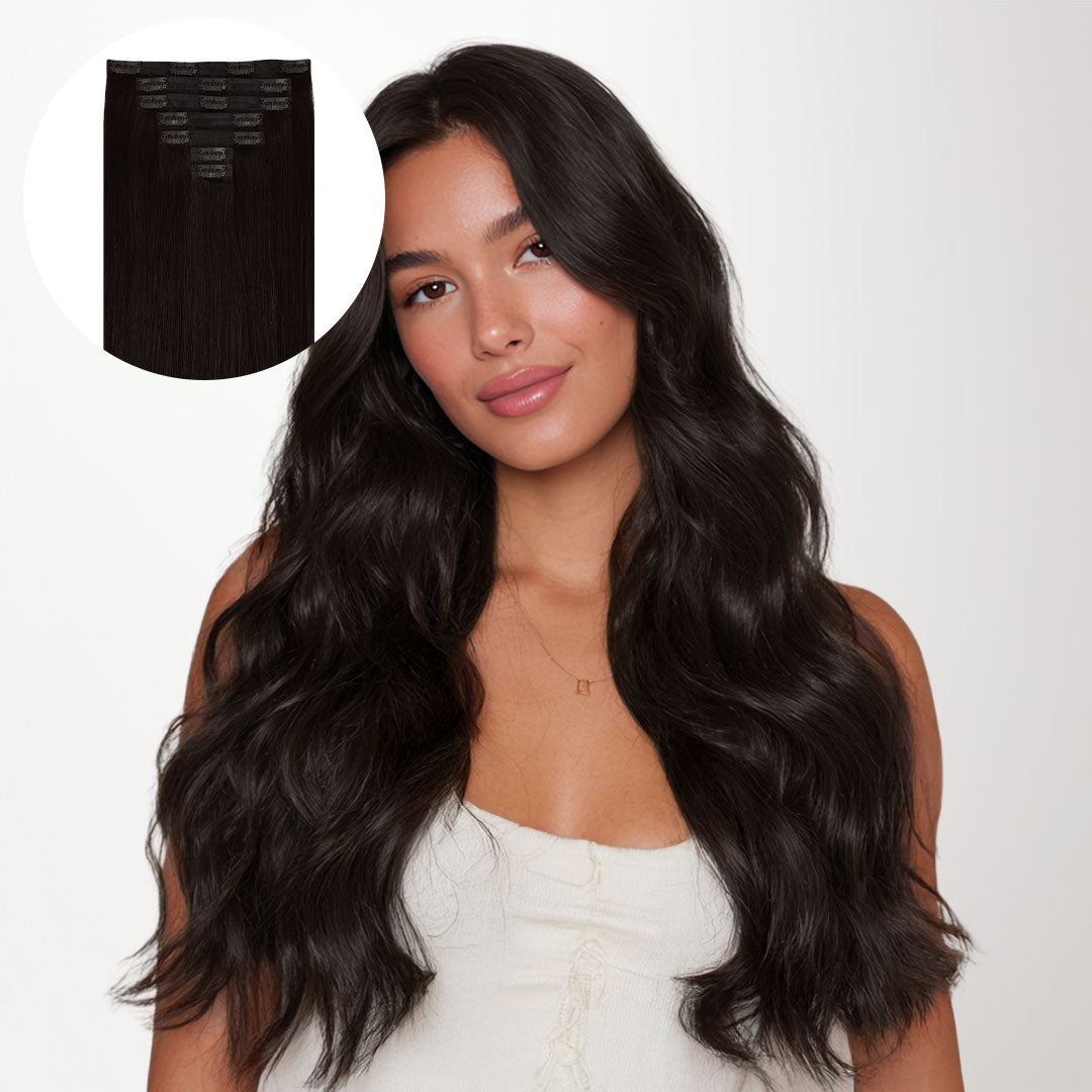 Dark Brown Seamless Clip-Ins – Lush 100% Remy Hair