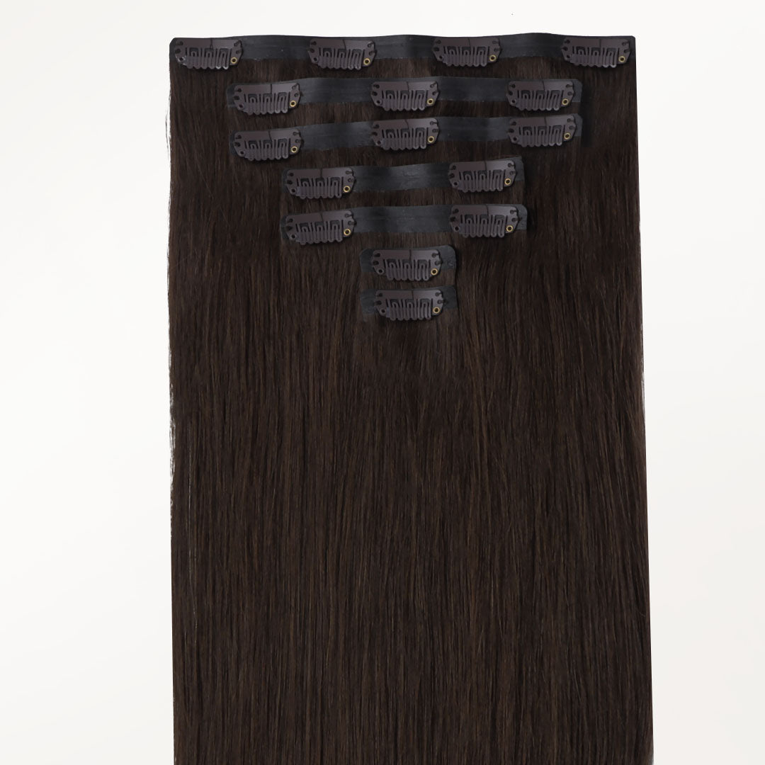 Light Brown (2A) Seamless Clip-Ins (130g-150g) – 100% Remy Human Hair by GOO GOO Hair.