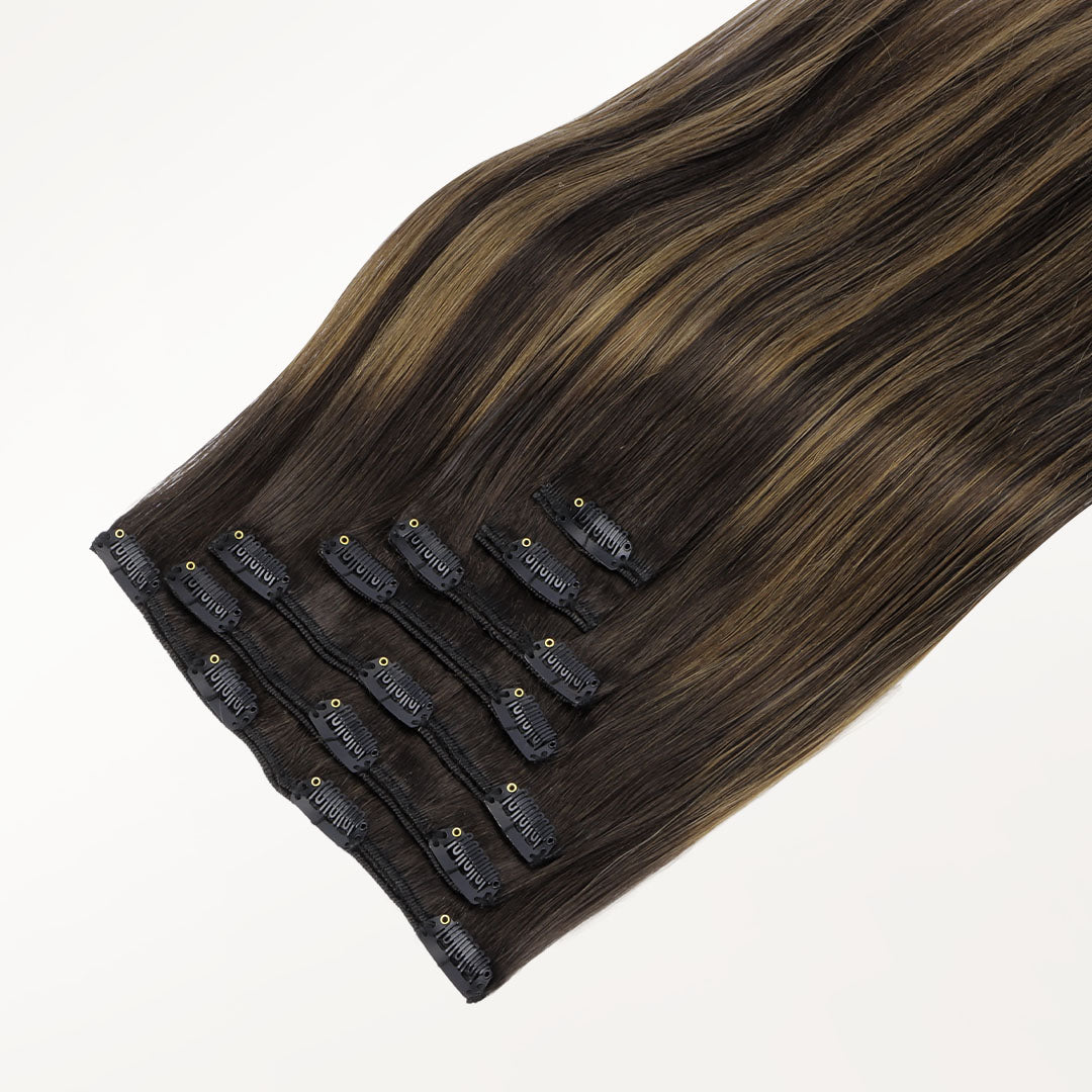 Dark Brown Balayage (2/6/2) Classic Clip-Ins (150g-170g) – 100% Remy Human Hair by GOO GOO Hair.