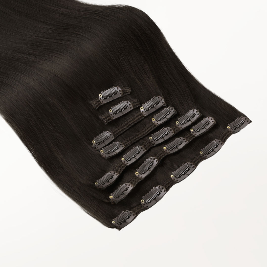 Dark Brown (2) Classic Clip-Ins (150g-170g) – 100% Remy Human Hair by GOO GOO Hair.