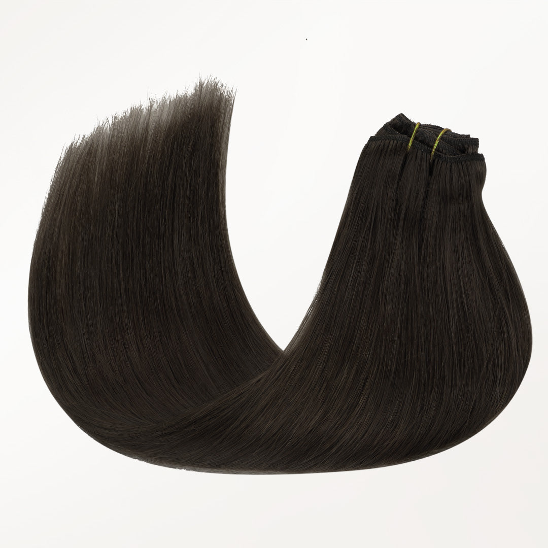 Dark Brown (2) Classic Clip-Ins (150g-170g) – 100% Remy Human Hair by GOO GOO Hair.