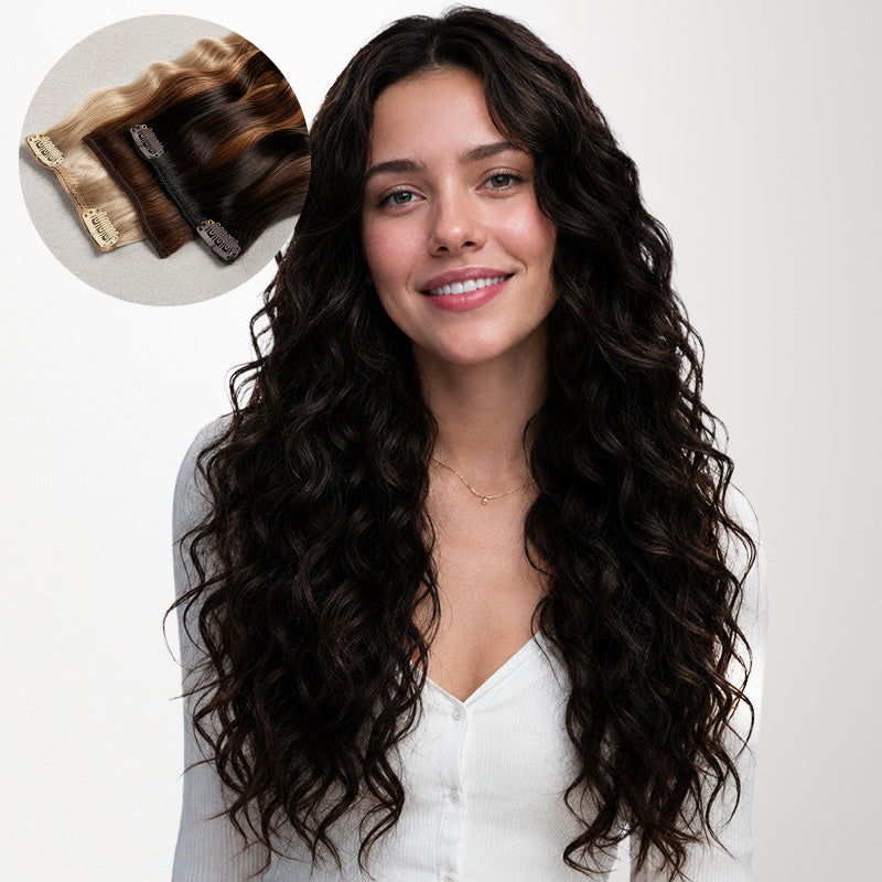 Jet Black (1) Elf Curly Clip-In Hair Extensions | 100% Human Hair