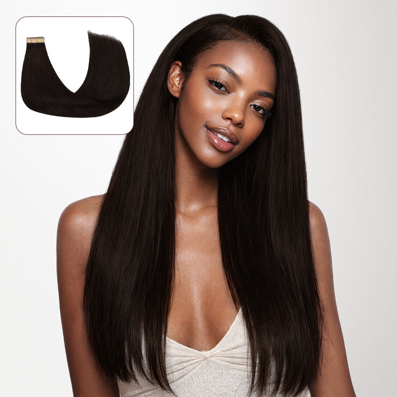 Dark Brown (2) Silky Straight Tape In Hair Extensions 50g  display picture 3