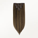Brown Sugar Swirl Highlights (2C/4E/6C) Classic Clip-Ins (120g-130g) – 100% Remy Human Hair.