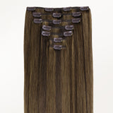 Brown Sugar Swirl Highlights (2C/4E/6C) Classic Clip-Ins (120g-130g) – 100% Remy Human Hair.
