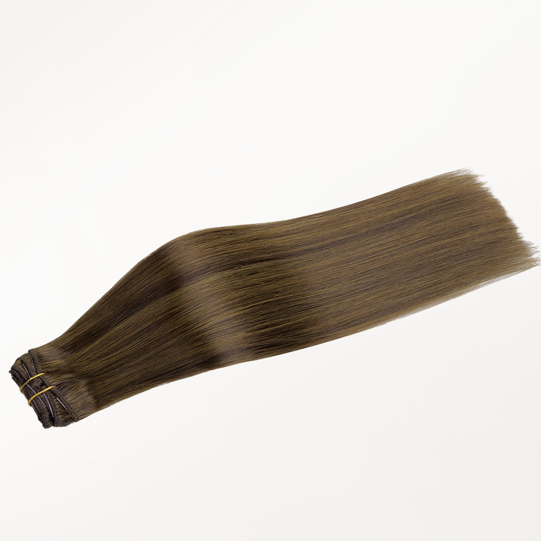 Brown Sugar Swirl Highlights (2C/4E/6C) Classic Clip-Ins (120g-130g) – 100% Remy Human Hair.
