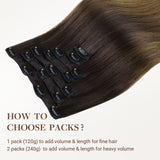 Chocolate Dip Color Melt (1D/2C/4E) Classic Clip-Ins (120g) – 100% Remy Human Hair.