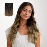 Chocolate Dip Color Melt (1D/2C/4E) Classic Clip-Ins (120g) – 100% Remy Human Hair.