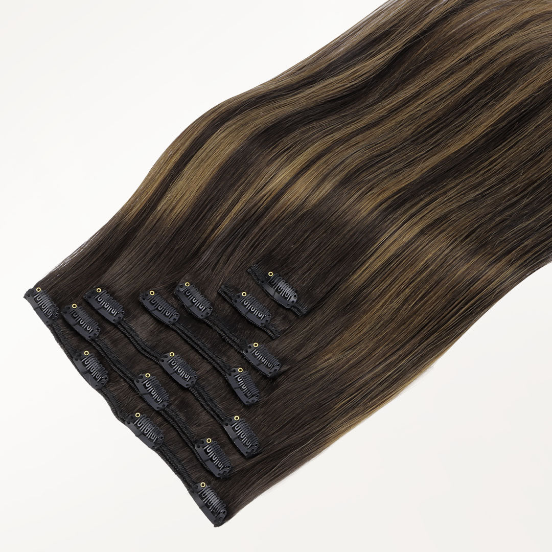 Dark Brown Balayage (2/6/2) Classic Clip-Ins (120g-150g) – 100% Remy Human Hair by GOO GOO Hair.