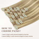 Dirty Blonde Highlights (18D/22F) Classic Clip-Ins (120g-130g) – 100% Remy Human Hair.