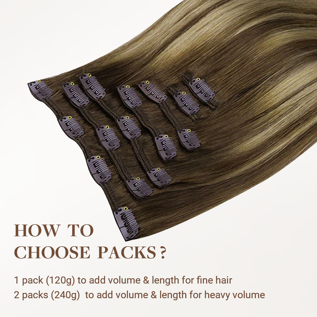 Honey Blonde Balayage (4/26/4) Classic Clip-Ins (120g) – 100% Remy Human Hair by GOO GOO Hair.
