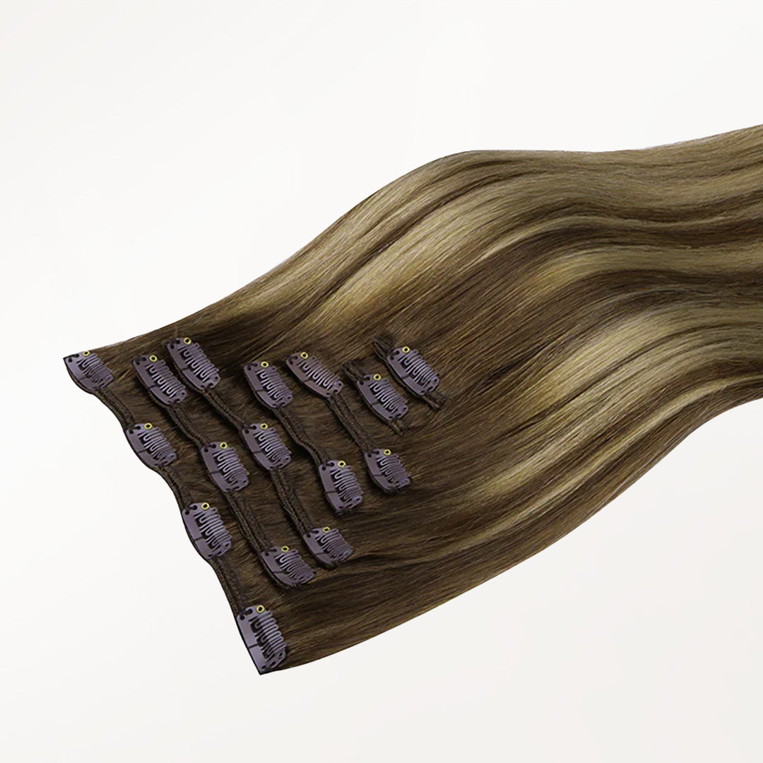 Honey Blonde Balayage (4/26/4) Classic Clip-Ins (120g) – 100% Remy Human Hair by GOO GOO Hair.
