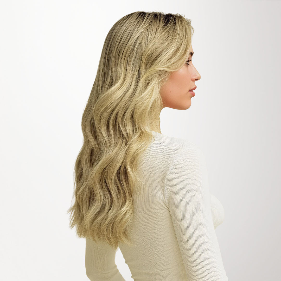 Light Blonde Highlights (16/22A) Classic Clip-Ins (120g-150g) – 100% Remy Human Hair by GOO GOO Hair.