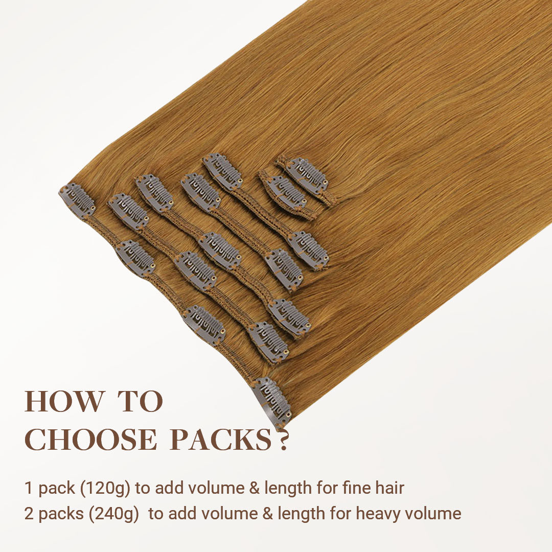 Medium Auburn Brown (30) Classic Clip-Ins (120g) – 100% Remy Human Hair by GOO GOO Hair.