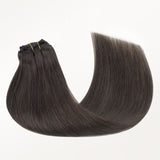 Mocha Brown (1C) Classic Clip-Ins (120g-130g) – 100% Remy Human Hair.
