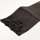 Mocha Brown (1C) Classic Clip-Ins (120g-130g) – 100% Remy Human Hair.